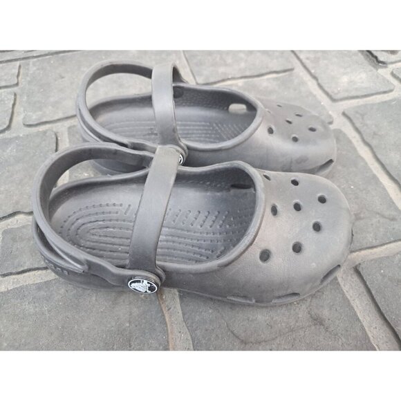 Crocs Mary Jane Flats Comfort Clogs Shoes Black Girls Size 10 - Picture 1 of 4